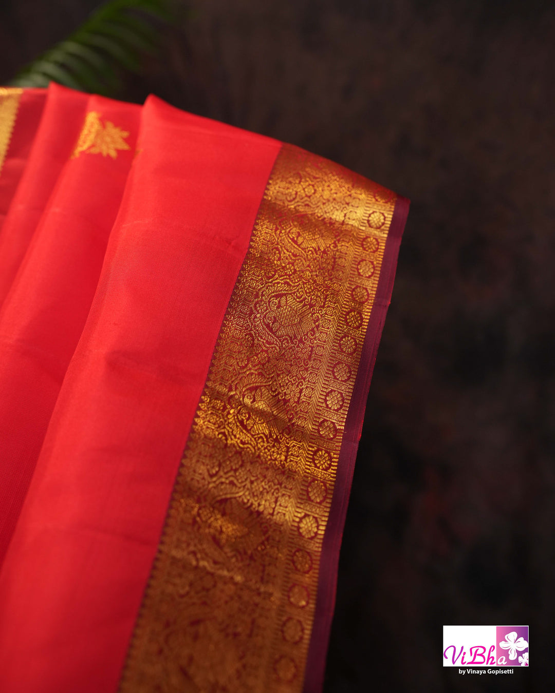 Red Kanchi Silk Saree With Deep Maroon Blouse
