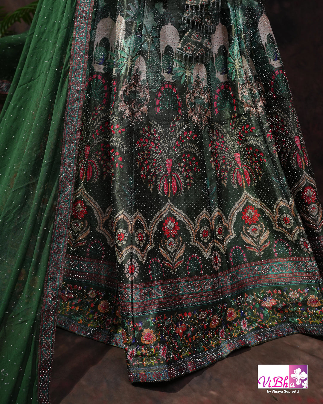 Forest Green Multicolor Lehenga Set