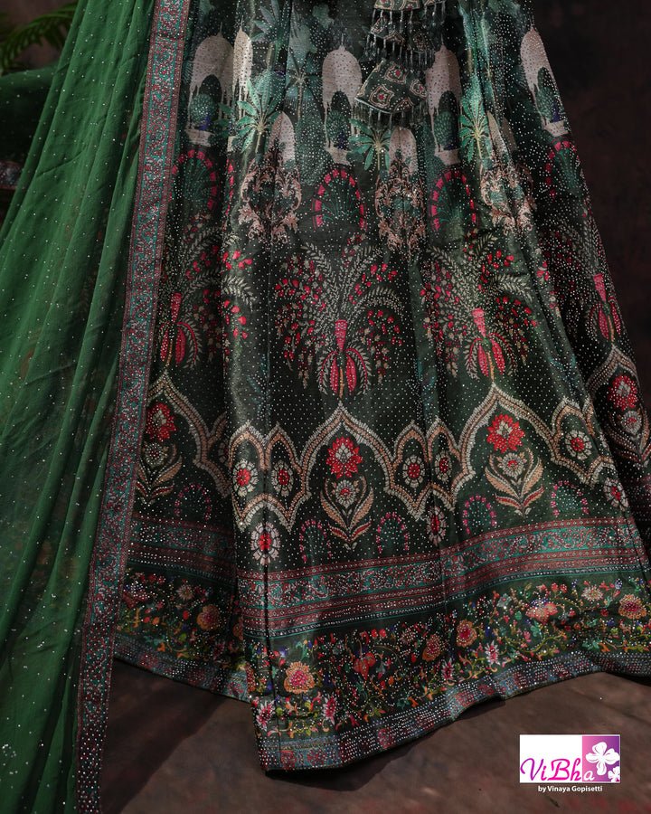 Forest Green Multicolor Lehenga Set