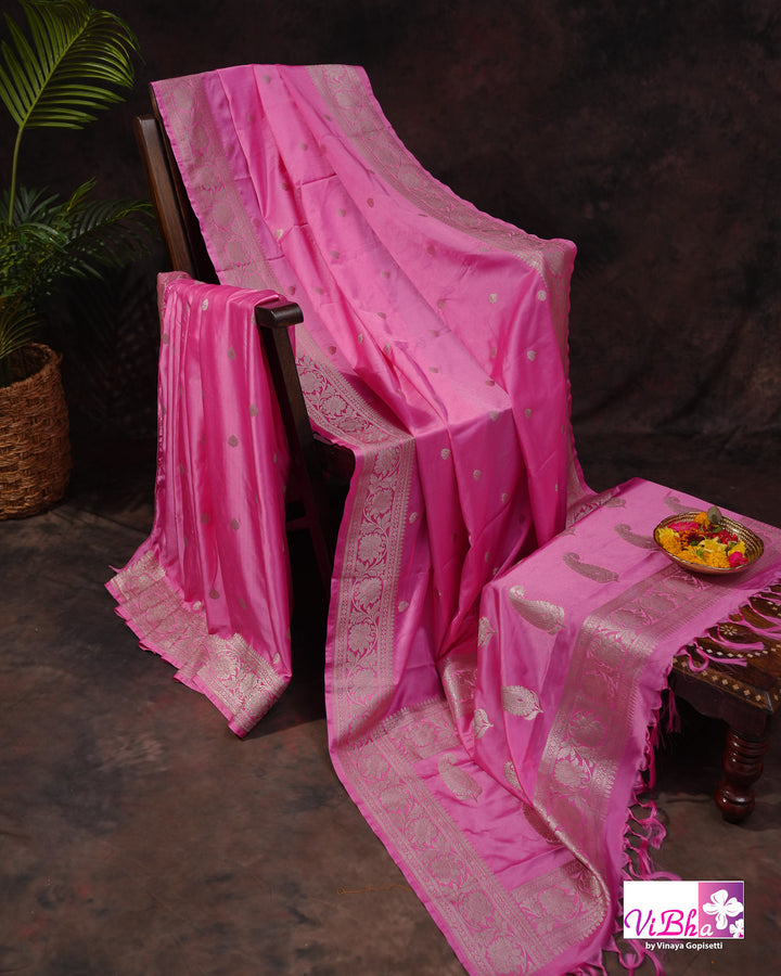 Baby Pink katan Banarasi silk