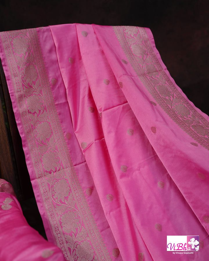 Baby Pink katan Banarasi silk