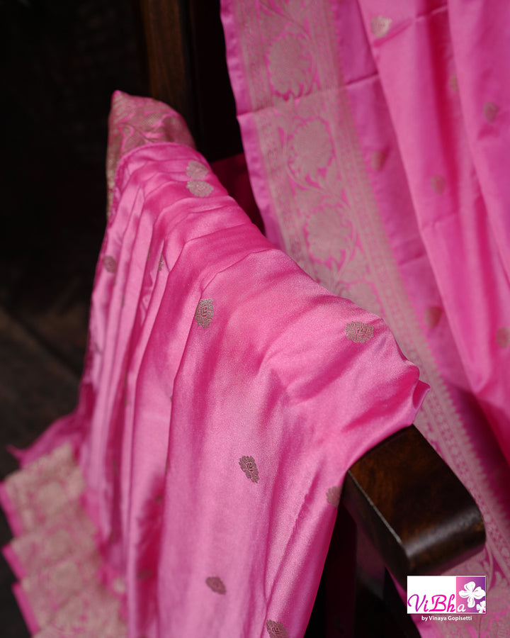 Baby Pink katan Banarasi silk