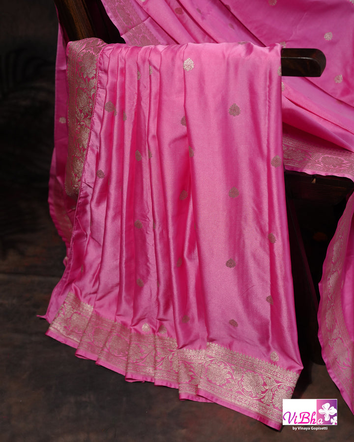 Baby Pink katan Banarasi silk