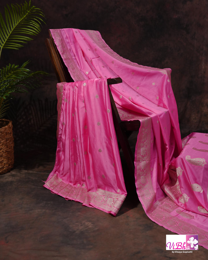 Baby Pink katan Banarasi silk