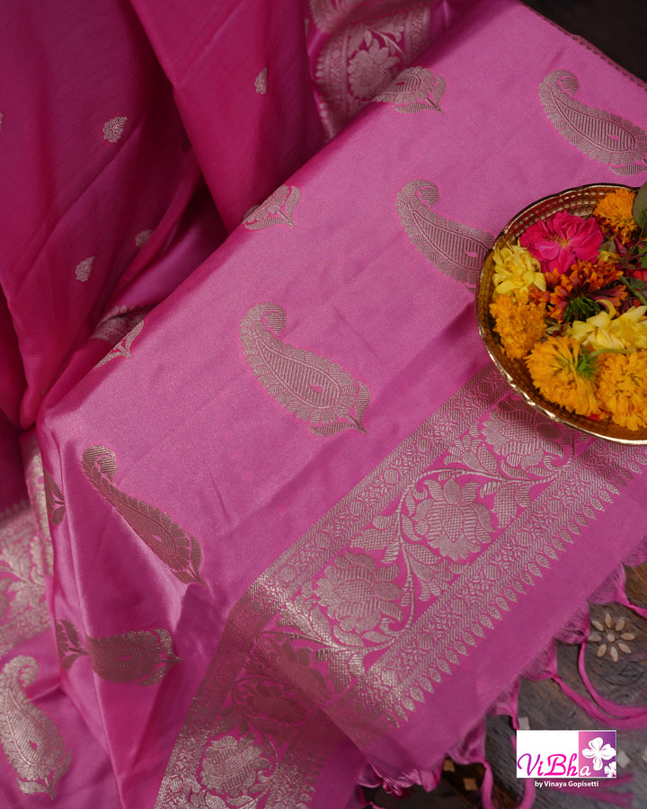 Baby Pink katan Banarasi silk