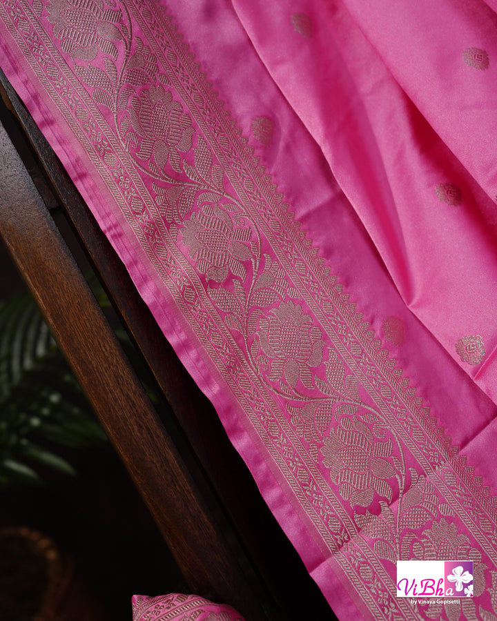 Baby Pink katan Banarasi silk