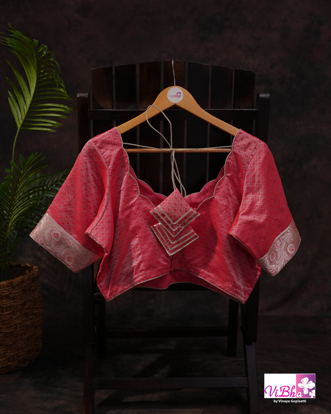 Pink and silver dual tone Jangla  saree
