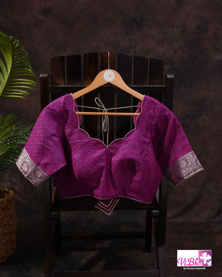 Dual tone purple Jangla Banarasi silk saree