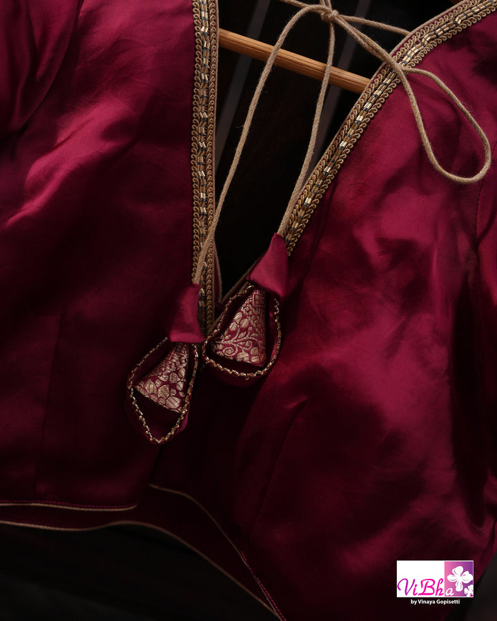 Wine Mashru silk