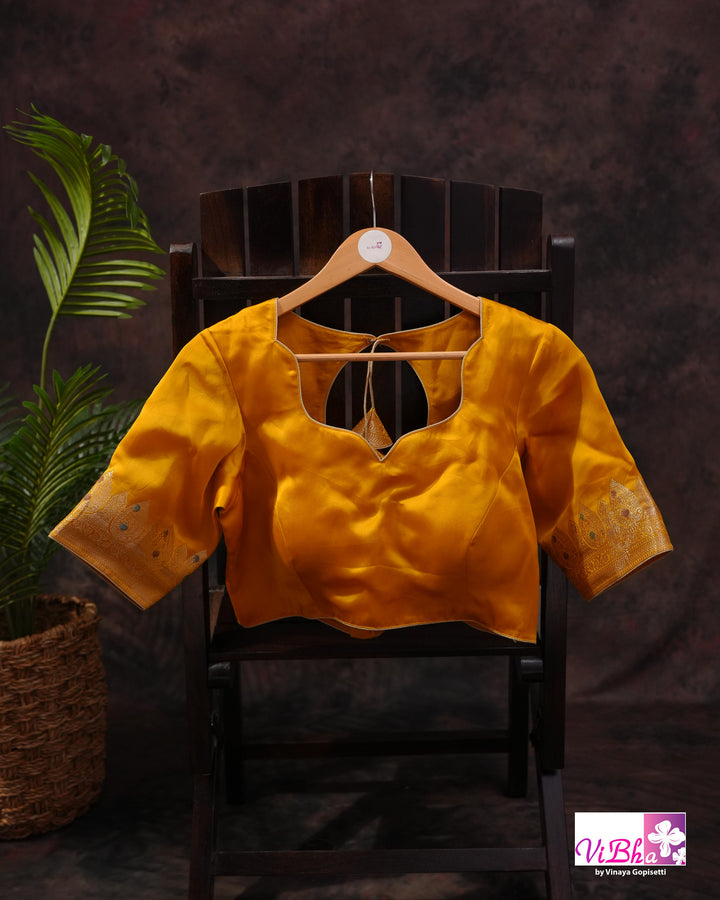 Yellow Meenakari katan Silk