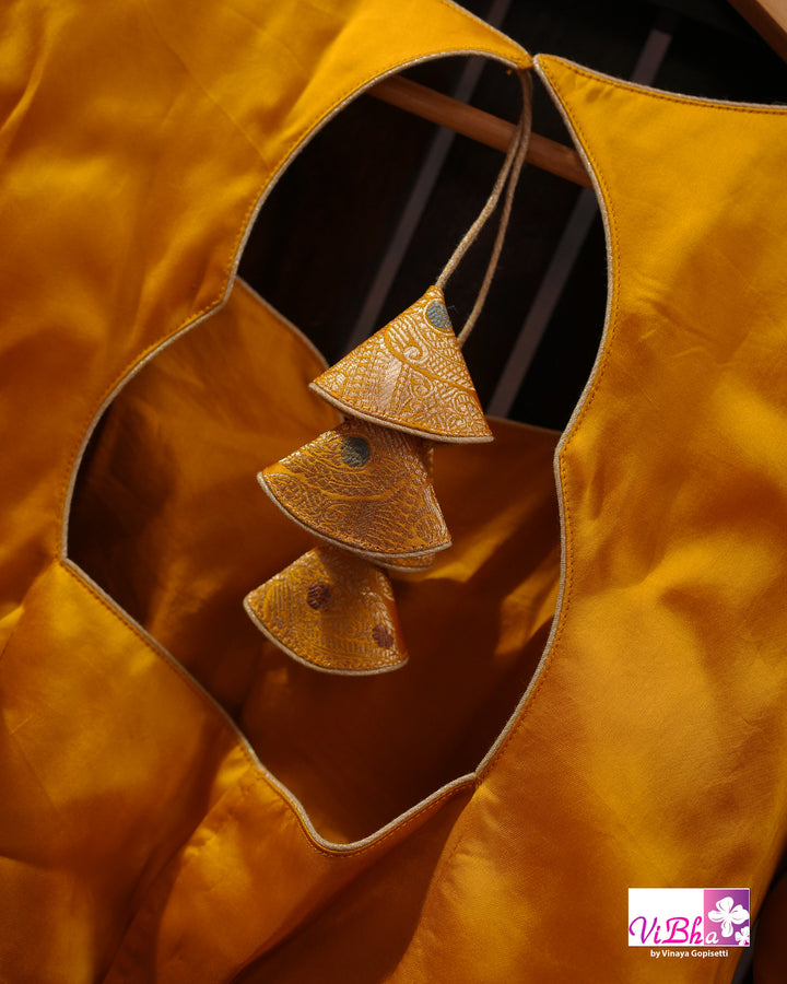 Yellow Meenakari katan Silk
