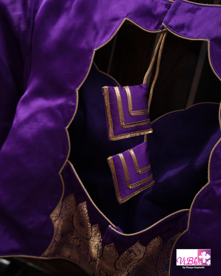 Violet meenakari katan silk