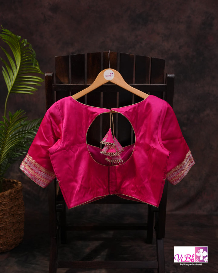 Hot pink Mashru silk
