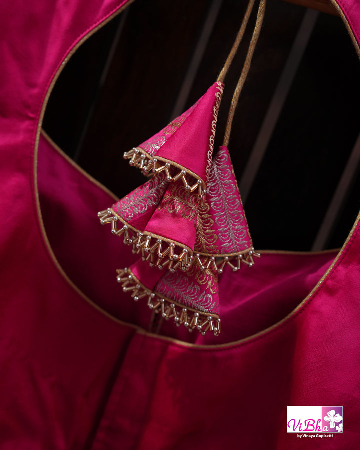 Hot pink Mashru silk