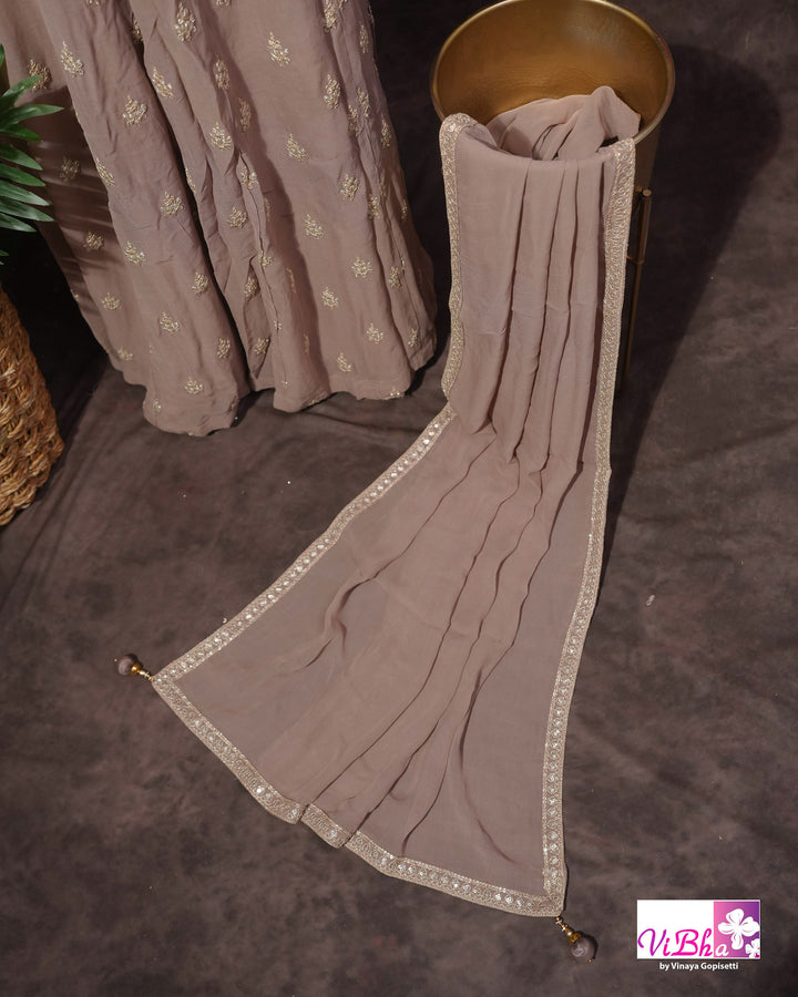 Pastel Mauve Corset Sharara Set