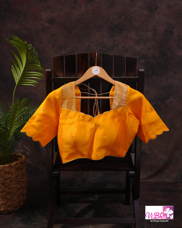 Yellow cora meenakari silk