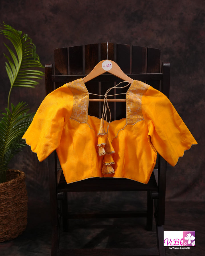 Yellow cora meenakari silk