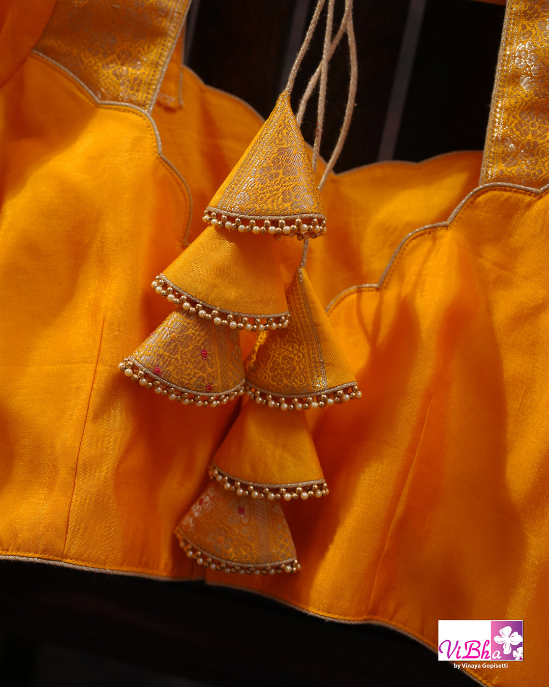 Yellow cora meenakari silk