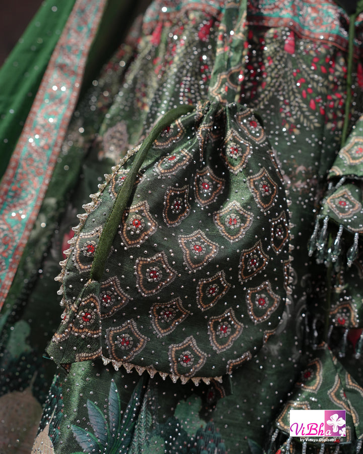 Forest Green Multicolor Lehenga Set