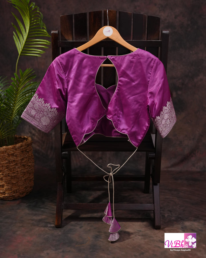 Dark Lilac all over silver zari saree