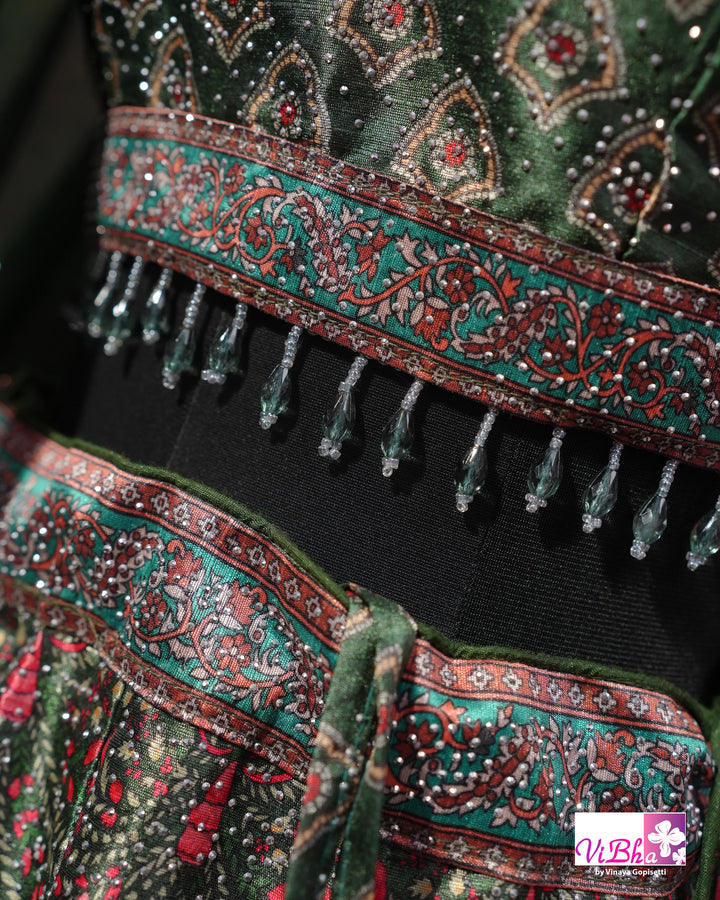 Forest Green Multicolor Lehenga Set
