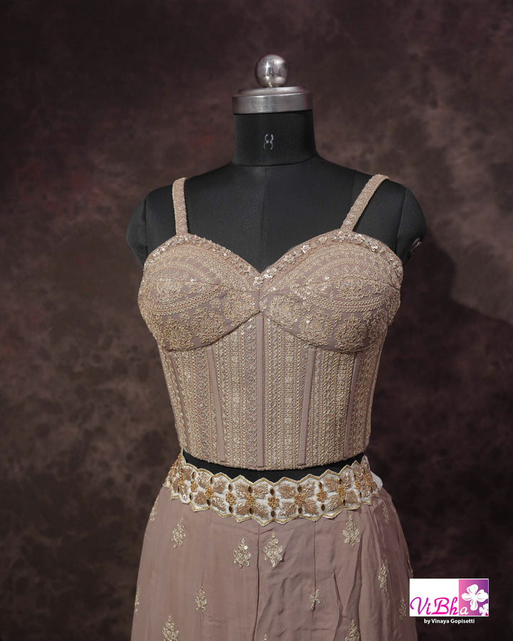 Pastel Mauve Corset Sharara Set
