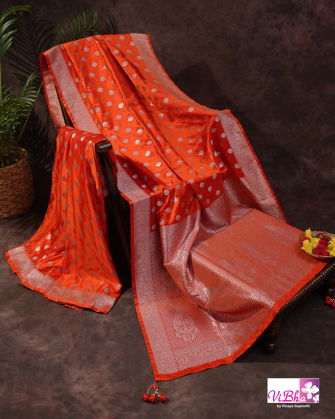 Tangerine Orange Kathan Mashru Silk