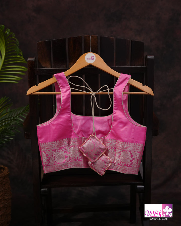 Baby Pink katan Banarasi silk