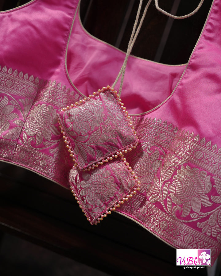 Baby Pink katan Banarasi silk