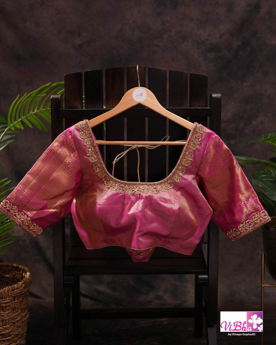 Gold Kanchi Silk Saree with Magenta Pink Border and Ornate Woven Pallu
