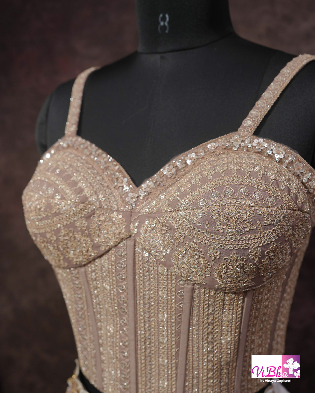 Pastel Mauve Corset Sharara Set