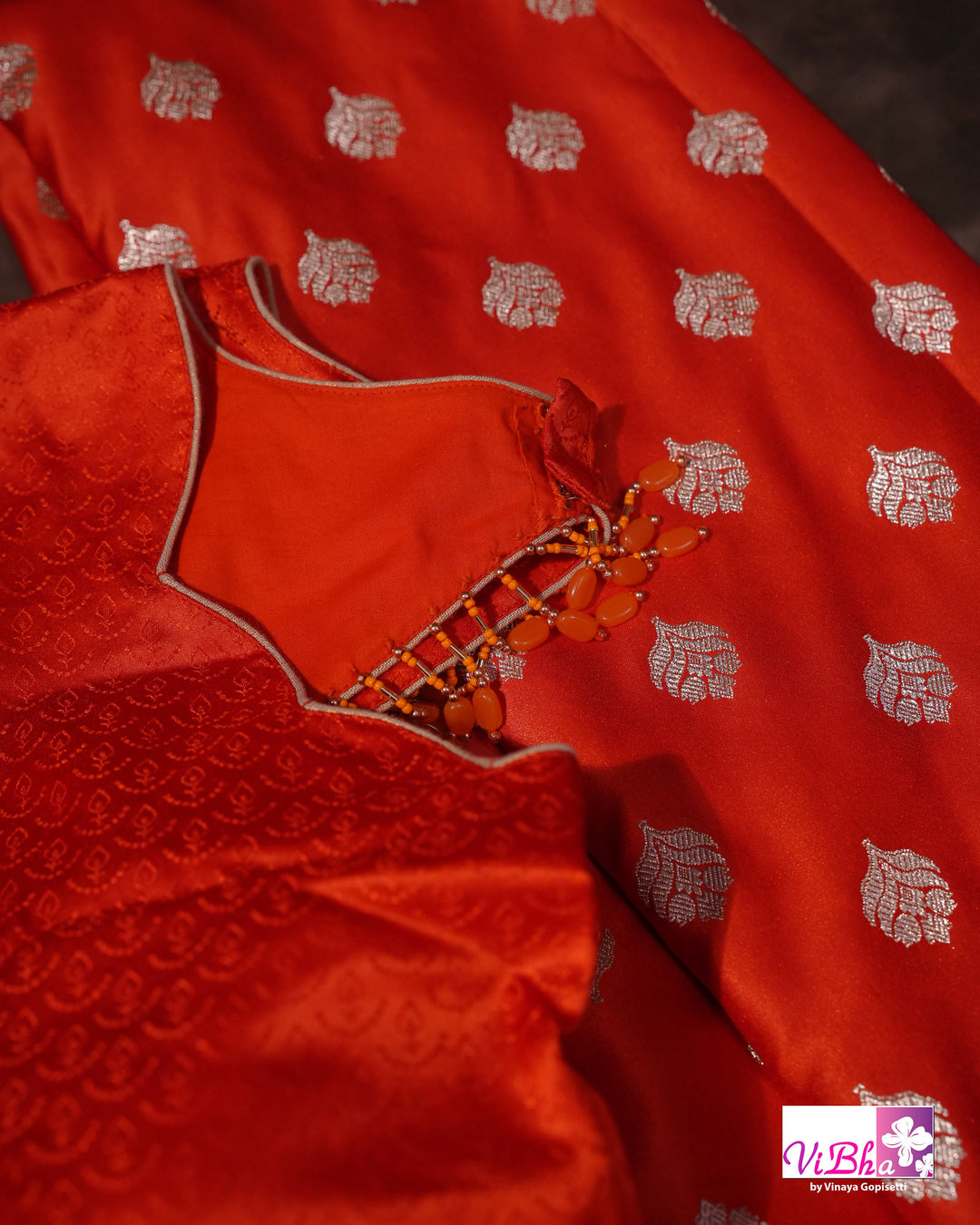 Tangerine Orange Kathan Mashru Silk