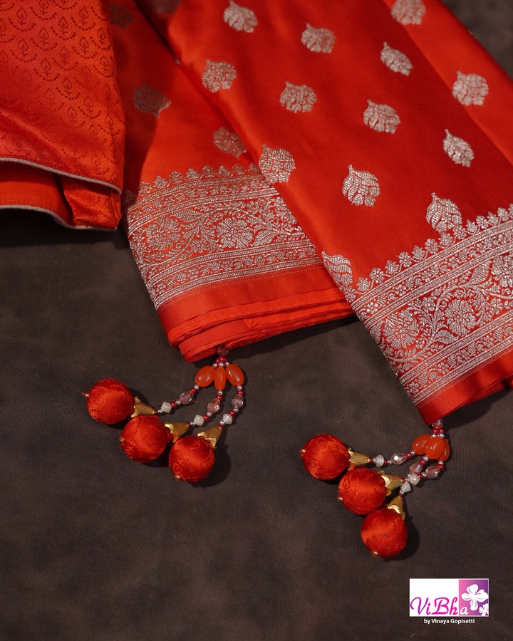 Tangerine Orange Kathan Mashru Silk