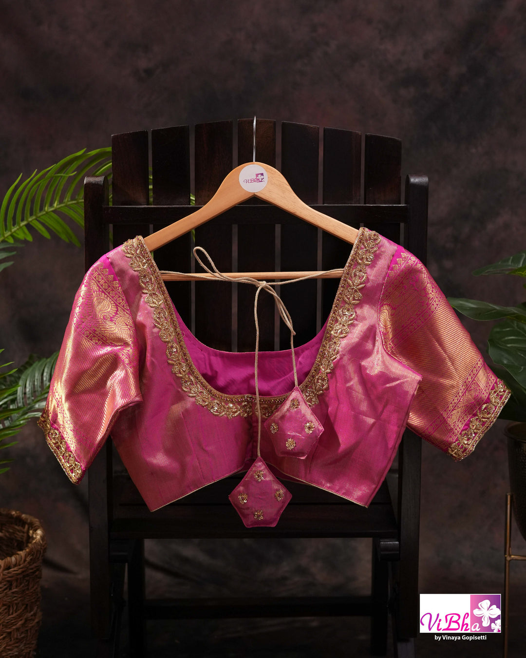 Gold Kanchi Silk Saree with Magenta Pink Border and Ornate Woven Pallu