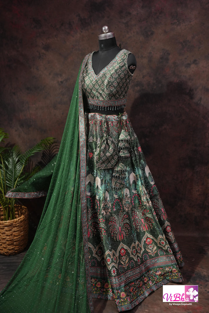 Forest Green Multicolor Lehenga Set