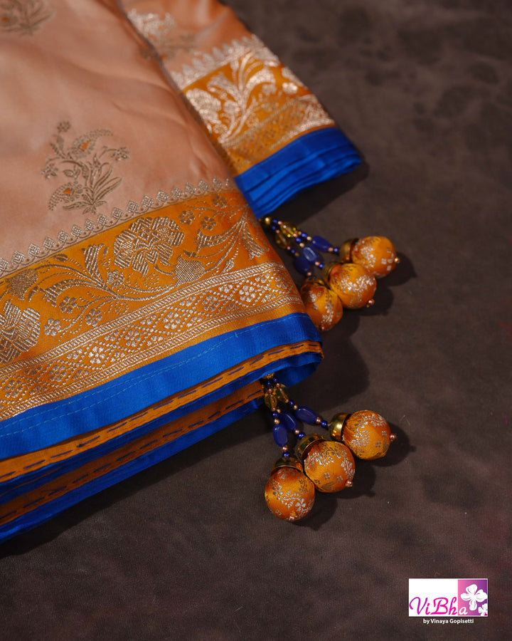 Peach and Mustard Yellow with blue edge