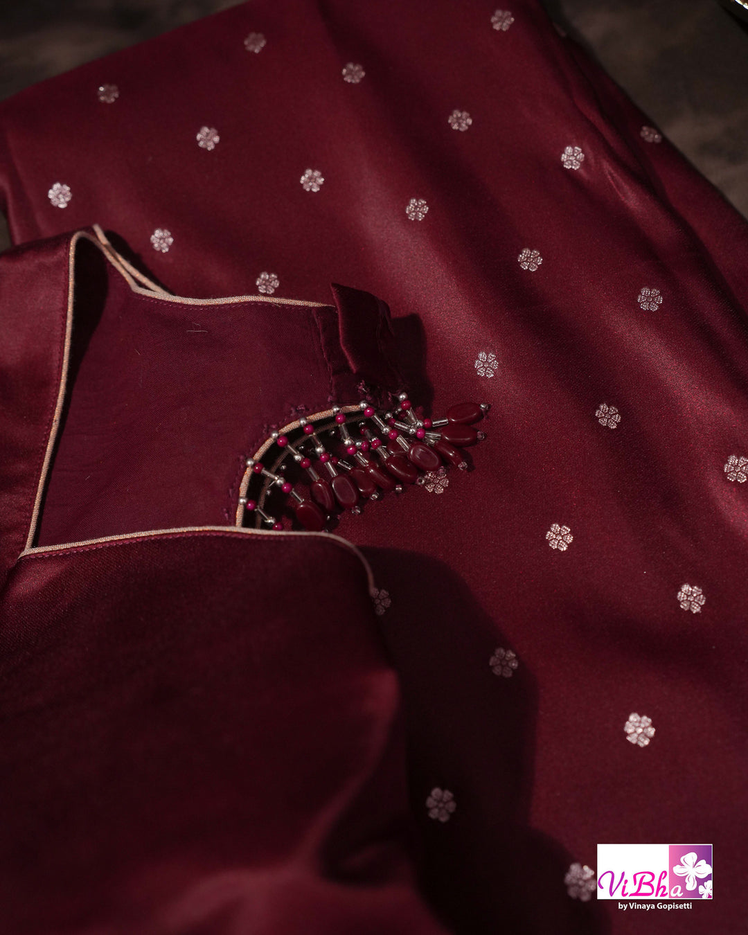 Burgandy Katan Mashru Silk