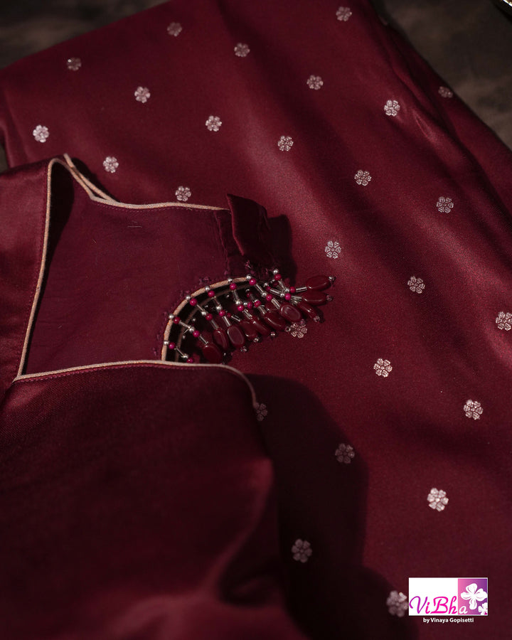 Burgandy Katan Mashru Silk