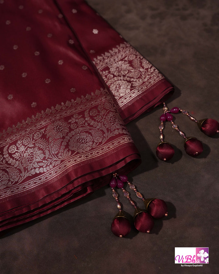 Burgandy Katan Mashru Silk
