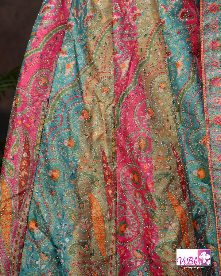 Rani Pink &amp; Aqua Multicolor Lehenga Set