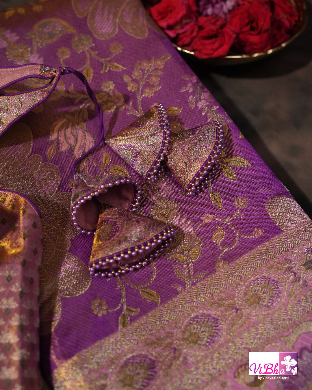 Lavender Purple Bridal Kanchi Silk Saree with Intricate Meenakari Weaving and Blouse
