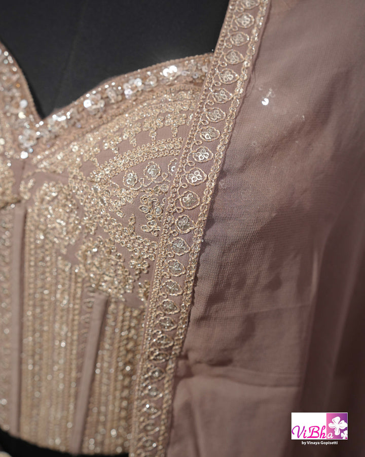 Pastel Mauve Corset Sharara Set
