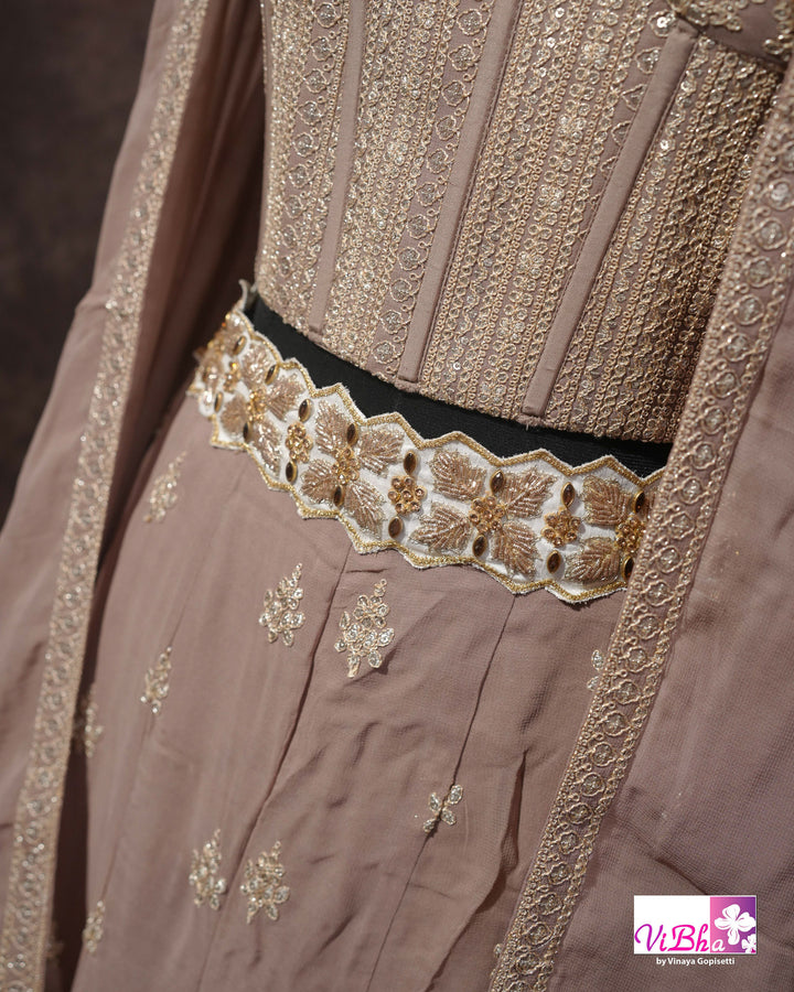 Pastel Mauve Corset Sharara Set