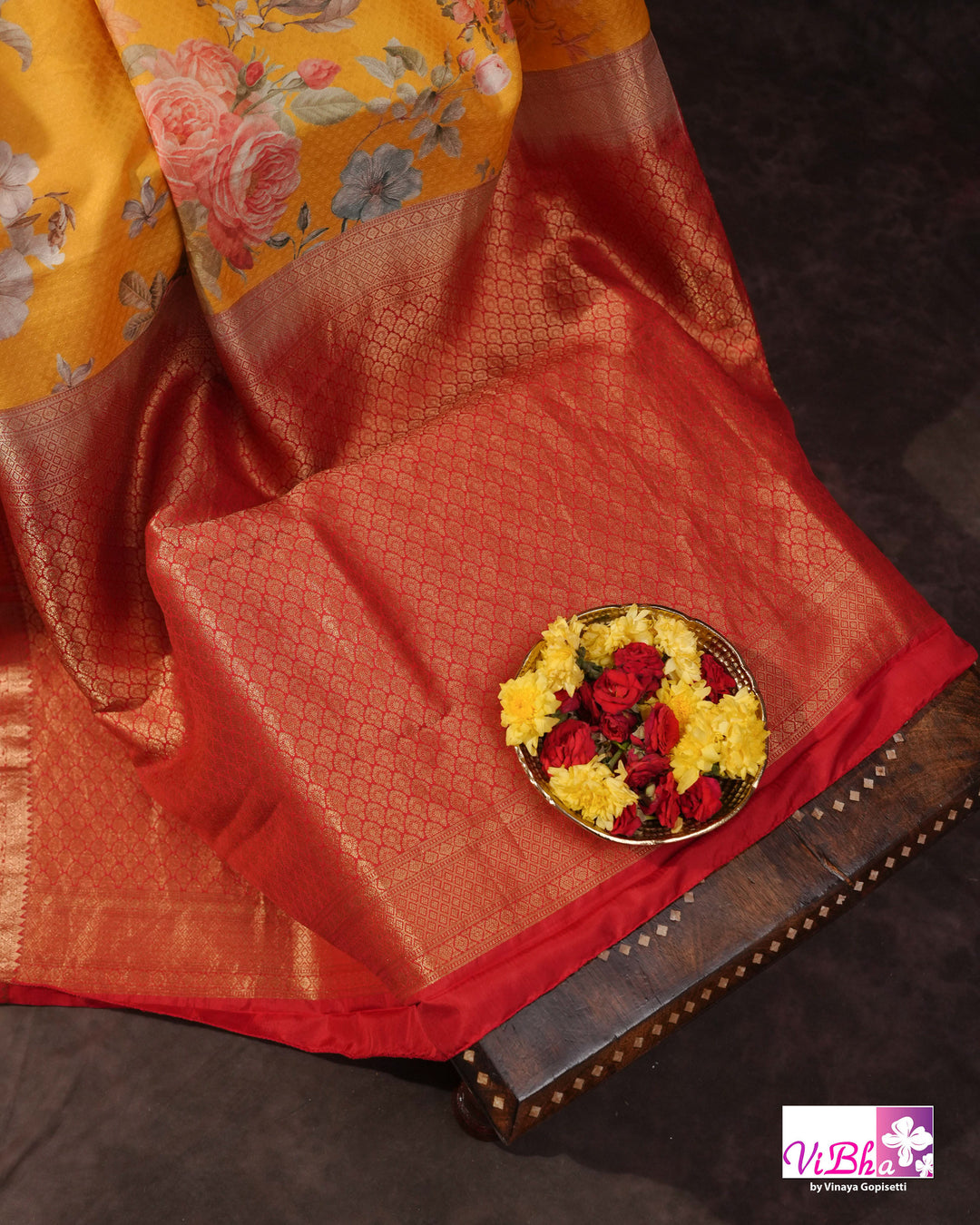 Yellow Kanchi Soft Silk with Floral Design