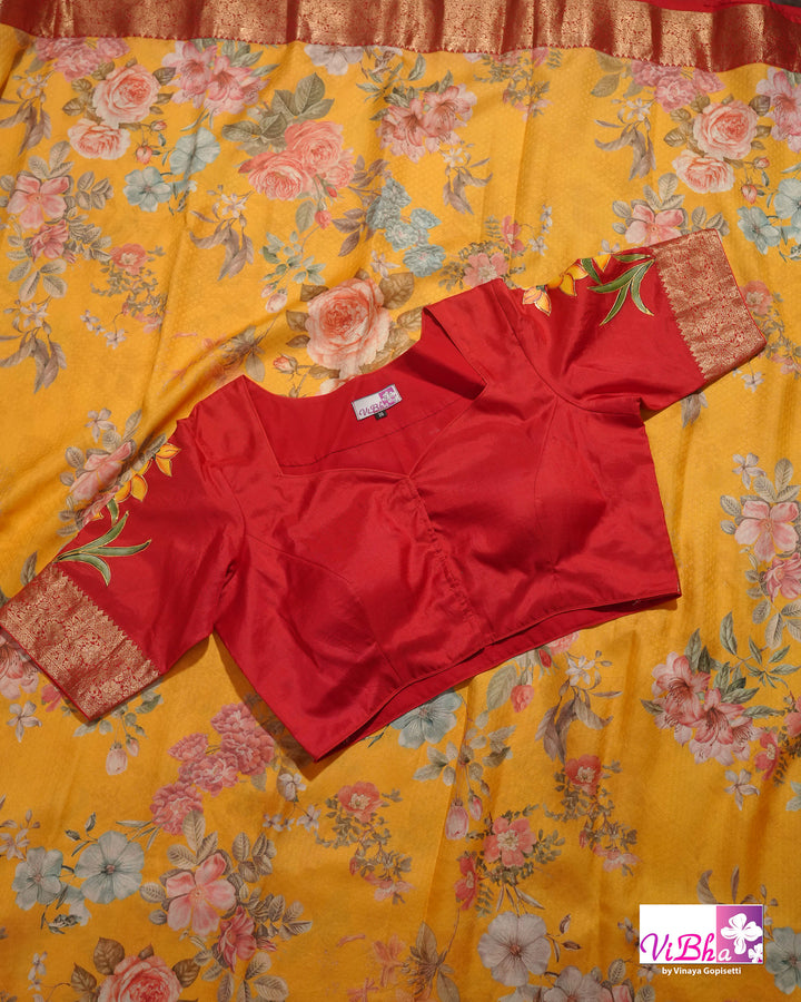Yellow Kanchi Soft Silk with Floral Design