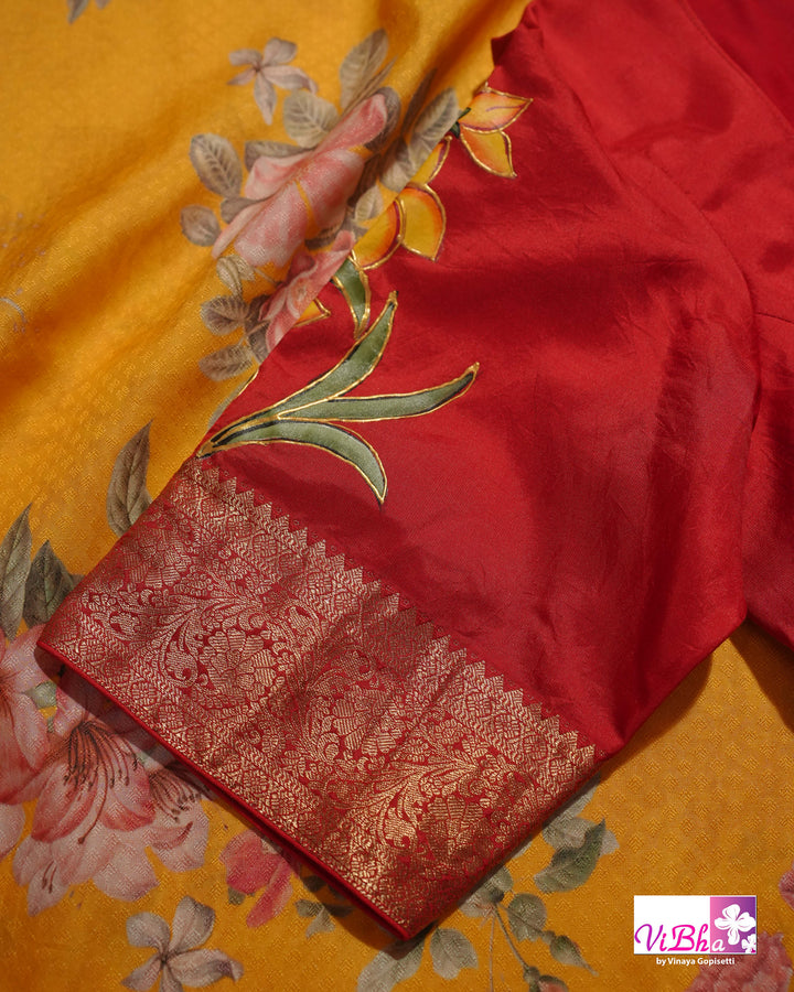 Yellow Kanchi Soft Silk with Floral Design