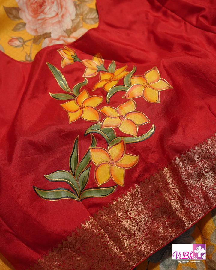 Yellow Kanchi Soft Silk with Floral Design