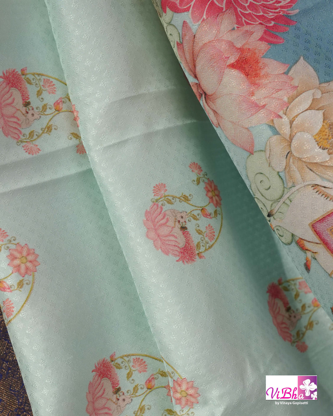 Light &amp; Dark Blue Kanchi Soft silk Pichwai