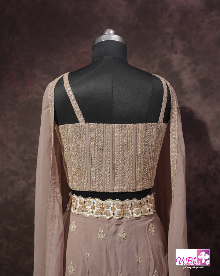 Pastel Mauve Corset Sharara Set
