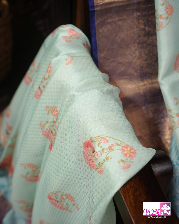 Light &amp; Dark Blue Kanchi Soft silk Pichwai